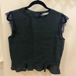 Zara Cropped Too with Open Back and Lace Trim